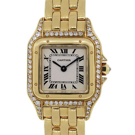 cartier diamond watch gold|cartier watch with diamond bezel.